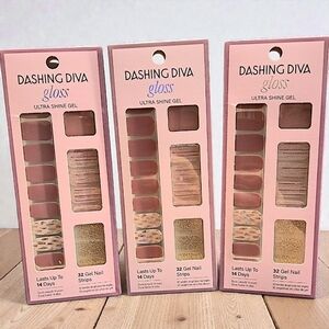 DASHING DIVA Gloss Ultra Shine Gel Nail Strips – Bundle of 3 Sets